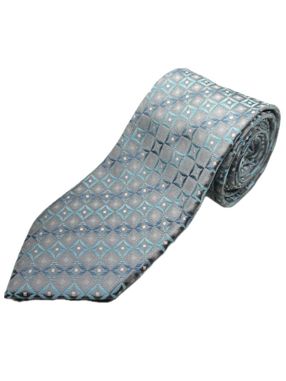 John Ashford Geometric Tie Gray Blue